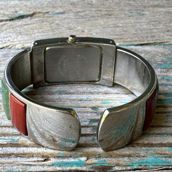 VTG Peck Peck Watch Cuff Bracelet‎ Natural Gemstone Cabochon Inlay Video 6.5 - Picture 6 of 9